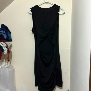 Cotton black dress short with a slit